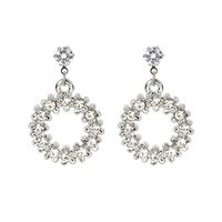 Korean Fashion Luxury Zircon Micro-inlaid Rhinestone Geometric Circle Earrings sku image 1