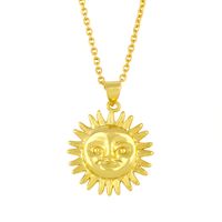 Retro Golden Pendant Creative Sun Moon Necklace sku image 1