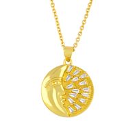 Retro Golden Pendant Creative Sun Moon Necklace sku image 2