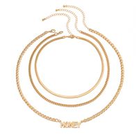 Fashion Jewelry Simple Multi-layer Tassel Retro Letter Pendant Necklace sku image 1