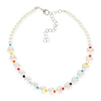 All-match Colorful Rice Beads Short Special Heart-shaped Pearl Necklace sku image 1