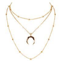 Sweet Fashion Popular Alloy Moon Pendant Multi-layer All-match Necklace sku image 1