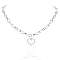 Collar Con Colgante En Forma De Corazón De Diamante Simple Cuadrado De Plata sku image 1