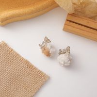 New Soft Lamb Hair Ball Bow Autumn And Winter Earrings sku image 1
