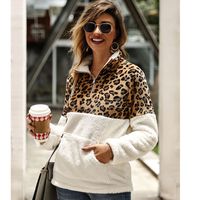 New Long-sleeved Sweater Leopard Pattern Stitching Top main image 3