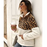 New Long-sleeved Sweater Leopard Pattern Stitching Top main image 4