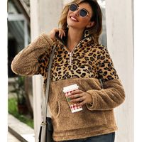 New Long-sleeved Sweater Leopard Pattern Stitching Top main image 5