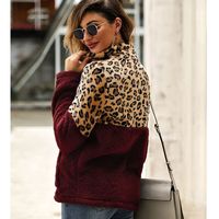 New Long-sleeved Sweater Leopard Pattern Stitching Top main image 8