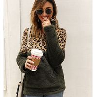 New Long-sleeved Sweater Leopard Pattern Stitching Top main image 9