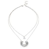Fashion Double Layer Rhinestone Fan-shaped Clavicle Necklace main image 5