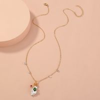 Hot-selling Simple And Versatile Special-shaped Pearl Multi-color Natural Stone Pendant Single-layer Necklace main image 3