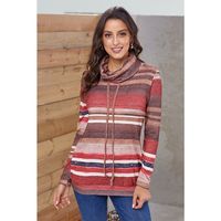 New  Mid-length Pullover Sweater Multicolor Striped Pocket Long-sleeved Ladies Top main image 6