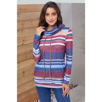 New  Mid-length Pullover Sweater Multicolor Striped Pocket Long-sleeved Ladies Top main image 5