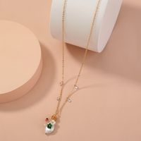 Hot-selling Simple And Versatile Special-shaped Pearl Multi-color Natural Stone Pendant Single-layer Necklace sku image 1
