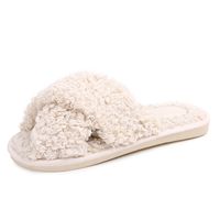 New Lamb Wool Cross  Fashion Home Non-slip Plush Slippers Wholesale sku image 5