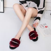 X2019 Neue Art Verdickte Plus Samt Hausschuhe Frauen Europäische Und Amerikanische Strass Eingelegter Flip Indoor Winter Baumwoll Schuhe Im Großhandel sku image 7