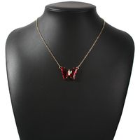 Fashion Butterfly Multicolor Glass Diamond Simple Trend Alloy Pendant Necklace Wholesale sku image 2