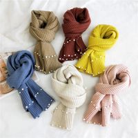 Double-row Pearl Knitted Wool Scarf main image 1