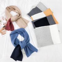 Two-color Fight Long Knitted Wool Scarf main image 1