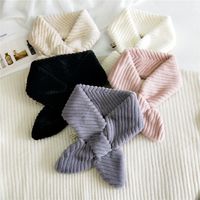 Arrow Stripes Cross Plush  Long  Solid Color Thickened Scarf main image 3