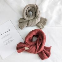Women's Solid Color Knitted Scarf Winter New Thickened Scarf Shawl Dual-use Warm Bib main image 6