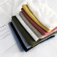 Women's Solid Color Knitted Scarf Winter New Thickened Scarf Shawl Dual-use Warm Bib main image 4