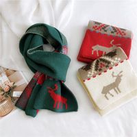 New Christmas Snowflake Fawn Scarf Winter Korean Soft Girl Cute Knitted Elk Red Scarf main image 1