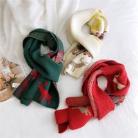 New Christmas Snowflake Fawn Scarf Winter Korean Soft Girl Cute Knitted Elk Red Scarf main image 3