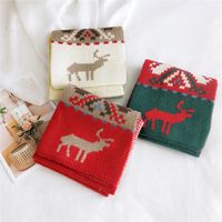 New Christmas Snowflake Fawn Scarf Winter Korean Soft Girl Cute Knitted Elk Red Scarf main image 5