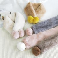 New Double Ball Plush Bib  Korean  Long Style  All-match Student Solid Color Thick Scarf main image 1