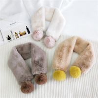 New Double Ball Plush Bib  Korean  Long Style  All-match Student Solid Color Thick Scarf main image 4
