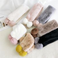 New Double Ball Plush Bib  Korean  Long Style  All-match Student Solid Color Thick Scarf main image 5