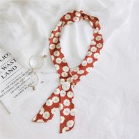 New Button Thin Narrow Strip Small Silk Scarf sku image 1