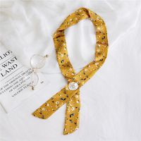 New Button Thin Narrow Strip Small Silk Scarf sku image 2