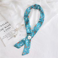 New Button Thin Narrow Strip Small Silk Scarf sku image 8