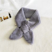 Arrow Stripes Cross Plush  Long  Solid Color Thickened Scarf sku image 4