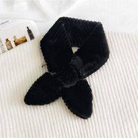 Arrow Stripes Cross Plush  Long  Solid Color Thickened Scarf sku image 5
