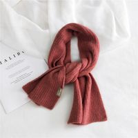 Women's Solid Color Knitted Scarf Winter New Thickened Scarf Shawl Dual-use Warm Bib sku image 1