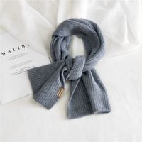 Women's Solid Color Knitted Scarf Winter New Thickened Scarf Shawl Dual-use Warm Bib sku image 2