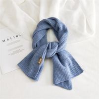 Women's Solid Color Knitted Scarf Winter New Thickened Scarf Shawl Dual-use Warm Bib sku image 7