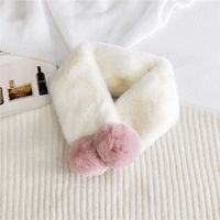 New Double Ball Plush Bib  Korean  Long Style  All-match Student Solid Color Thick Scarf sku image 1