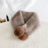 New Double Ball Plush Bib  Korean  Long Style  All-match Student Solid Color Thick Scarf sku image 3