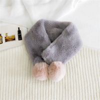 New Double Ball Plush Bib  Korean  Long Style  All-match Student Solid Color Thick Scarf sku image 5