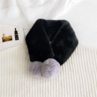 New Double Ball Plush Bib  Korean  Long Style  All-match Student Solid Color Thick Scarf sku image 6