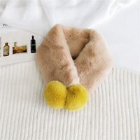 New Double Ball Plush Bib  Korean  Long Style  All-match Student Solid Color Thick Scarf sku image 7