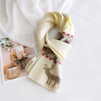 New Christmas Snowflake Fawn Scarf Winter Korean Soft Girl Cute Knitted Elk Red Scarf sku image 2