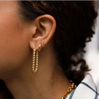 Simple Metal Exaggerated Gold Detachable Twisted Earrings main image 5