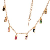 Colorful Square Zircon Pendant Fashion Women's Simple Short Necklace main image 1