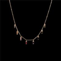 Colorful Square Zircon Pendant Fashion Women's Simple Short Necklace main image 3