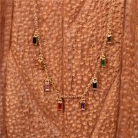 Colorful Square Zircon Pendant Fashion Women's Simple Short Necklace main image 4